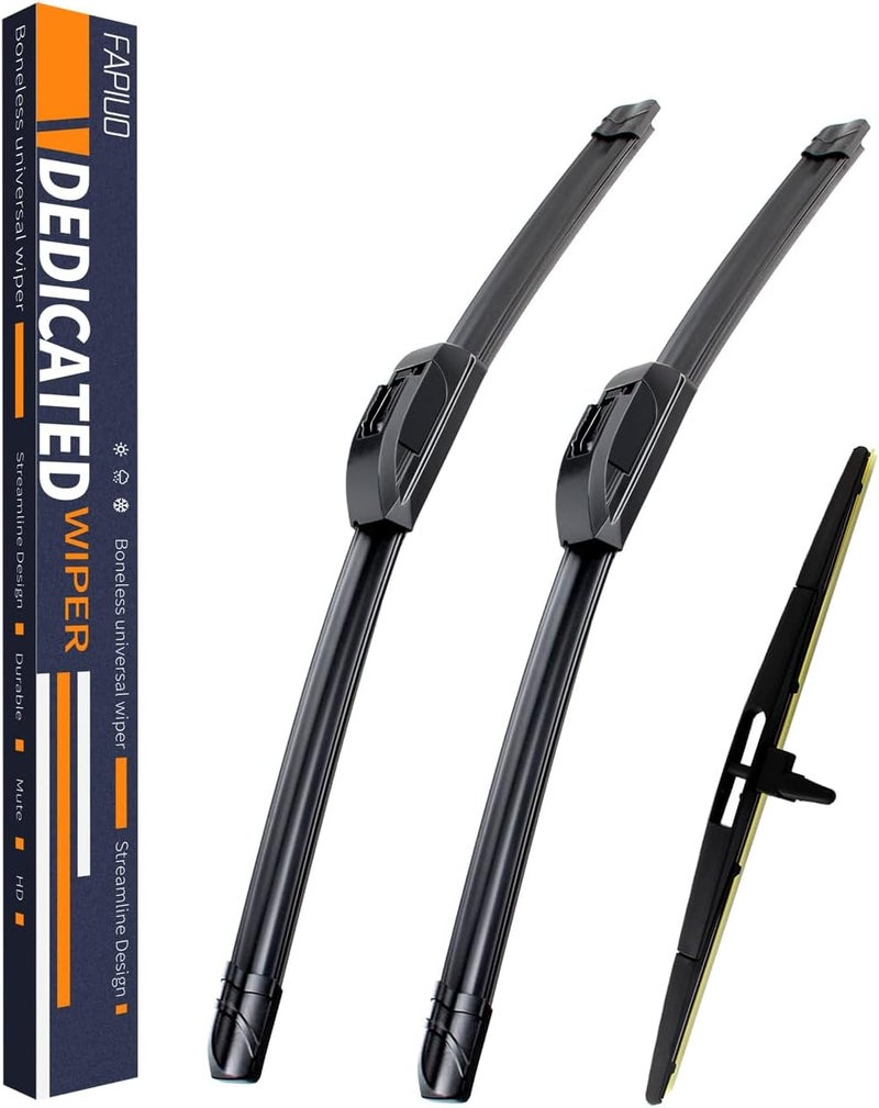 FAPIUO Replacement for Honda Pilot 2009-2015 Silent Wipers - Front and Rear Windshield Wipers 22"+21"+14" Full Blade Set (3 Pack) U/J HOOK - Image 1